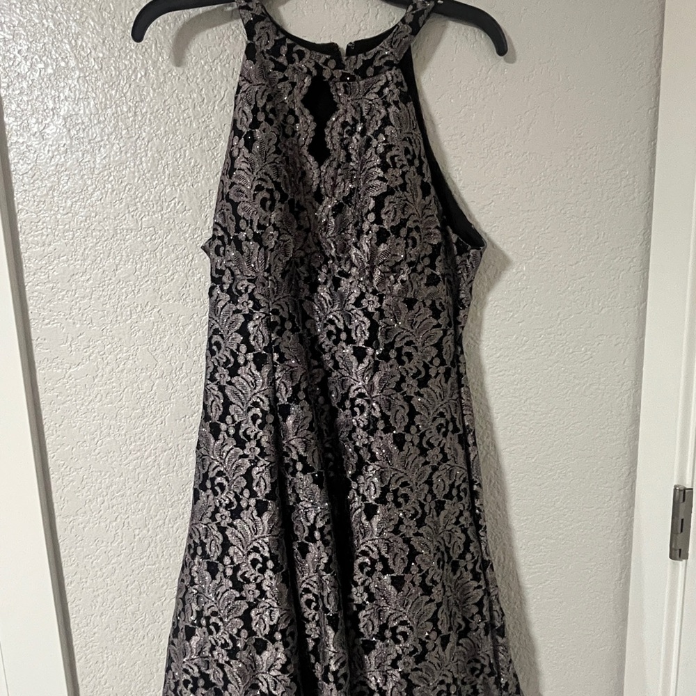Chic Black and Gray Lace Wedding Dress